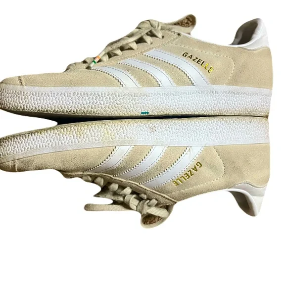 Adidas GAZELLE SUEDE AND LEATHER SNEAKERS IN NEUTRAL size 7.5 - Picture 1 of 9